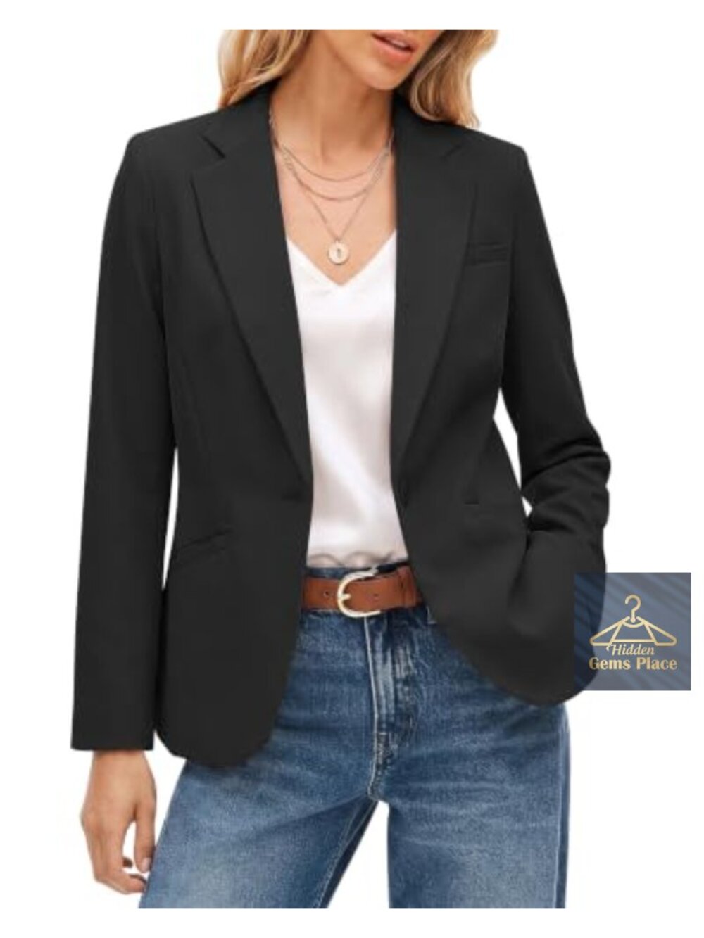 Women's Notched Lapel Long Sleeve Blazer Office Business Casual
